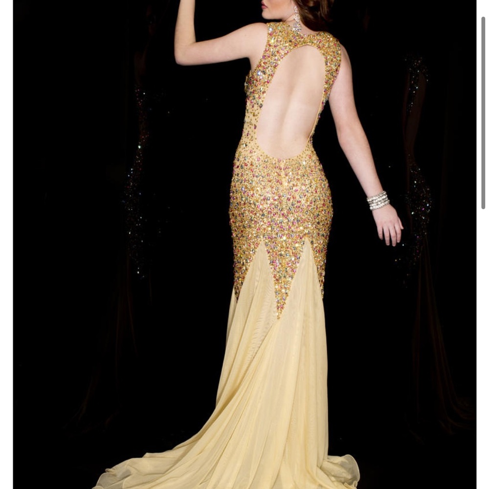 Jasz Couture Dress 4614 Prom Rhinestone Pink Nude Evening Dress Plus Size - Picture 10 of 11
